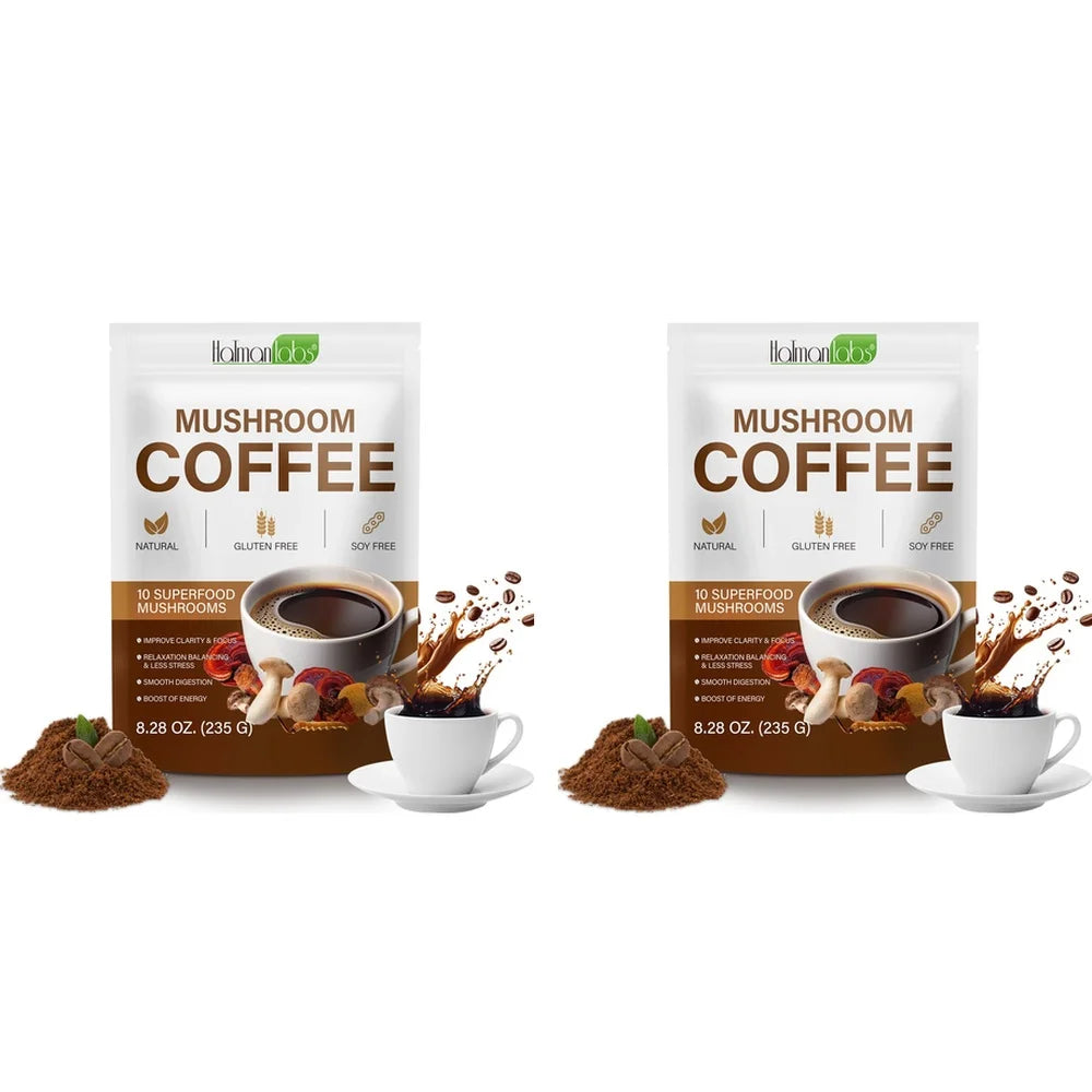 Mushroom Coffee Powder – 10 Superfoods, Focus & Energy, 39 Servings Mushroom Coffee Powder Qst 2bags 470g