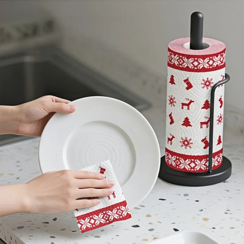 Christmas Kitchen Paper Towels – Thickened 3-Layer Disposable Roll Disposable Paper Towels Qme