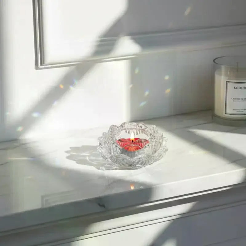 Glass Lotus Candle Holder – Windproof & Heat Resistant Candle Holder Qme