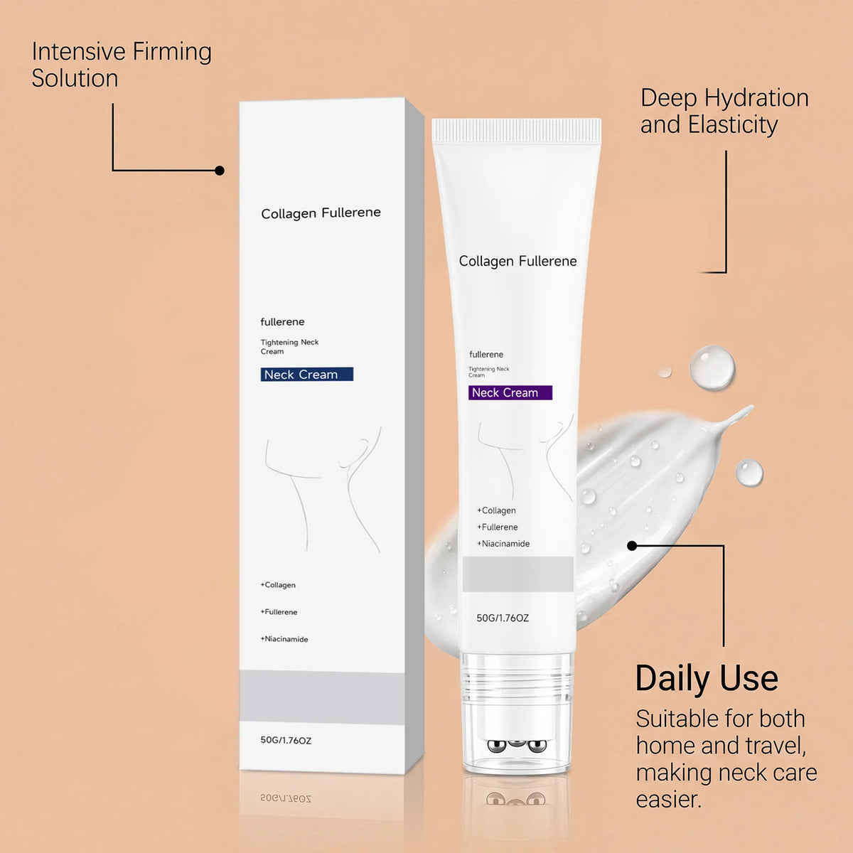 Collagen Neck Cream Roller – Moisturizing & Firming 50g Neck Cream Qst