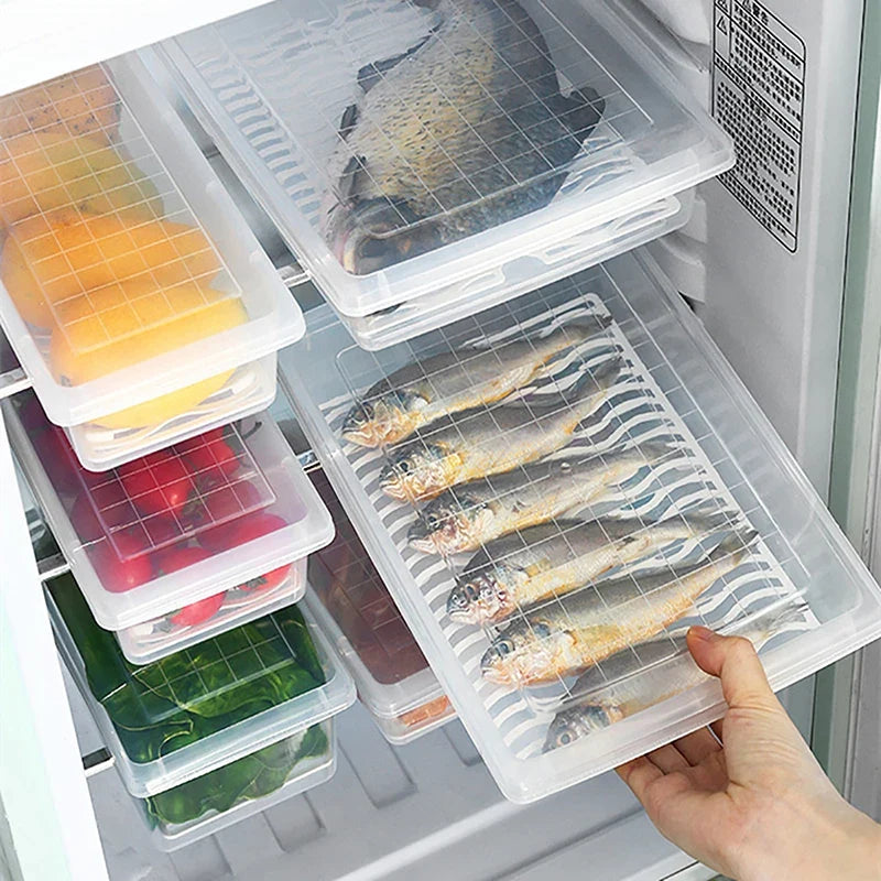 Removable Drain Plate Tray – Food Storage Container for Fridge Food Storage Tray Qme