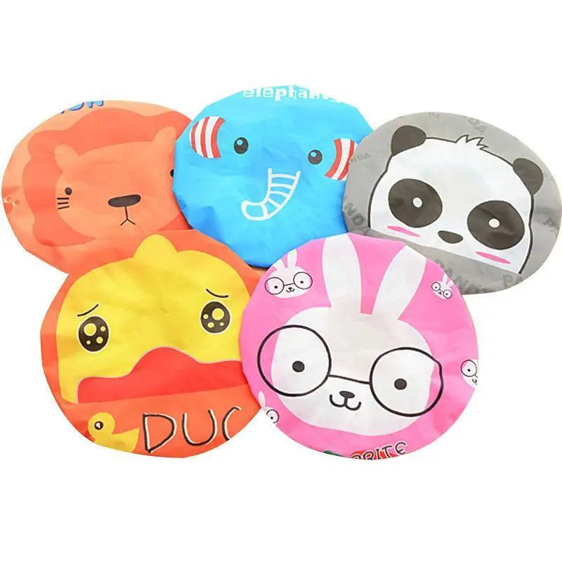 Cartoon Shower Caps for Women – Colorful Bath Hair Covers 4Pcs Shower Cap Set Qme
