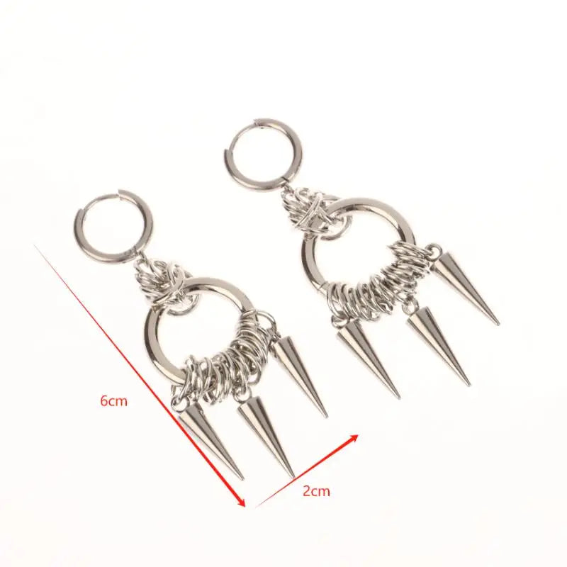 Punk Spiked Gothic Cone Dangle Earrings – Y2K Grunge Unisex Gothic Dangle Earrings Qme
