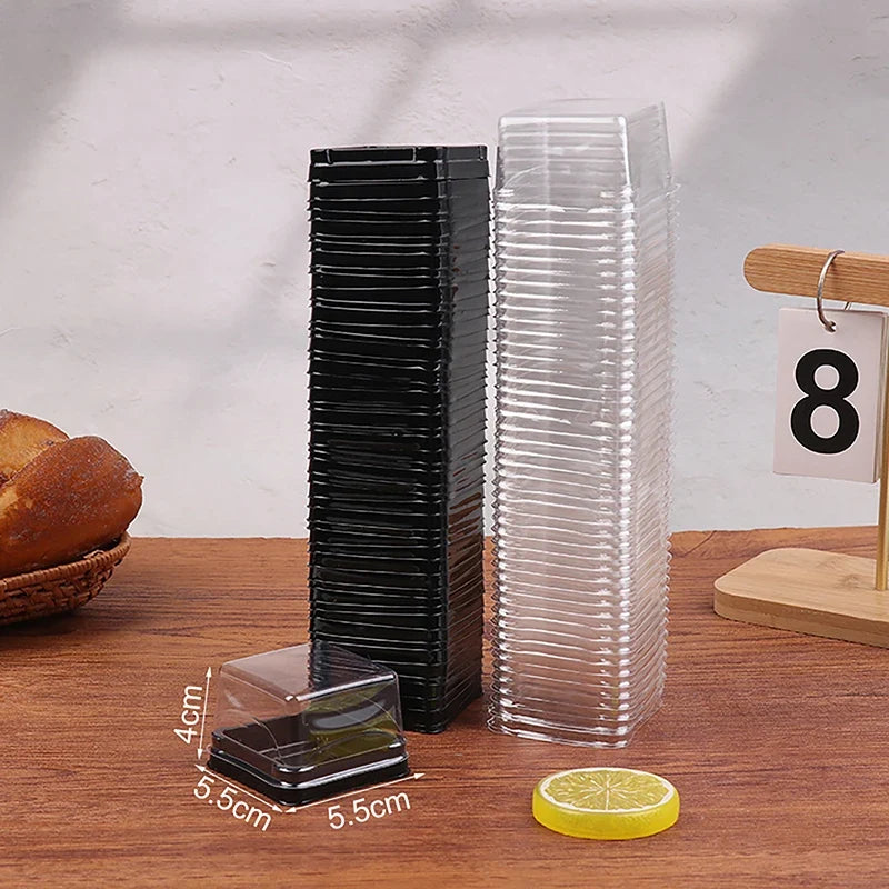 Transparent Square Plastic Muffin & Dessert Packaging Boxes Dessert Packaging Box Qme 50g Black