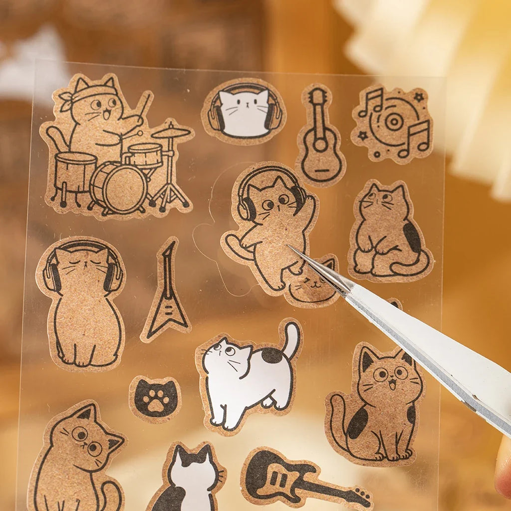 Kawaii Cat Stamp Seal Stickers | 12 Sheets DIY Craft Set Craft Sticker Set Qme
