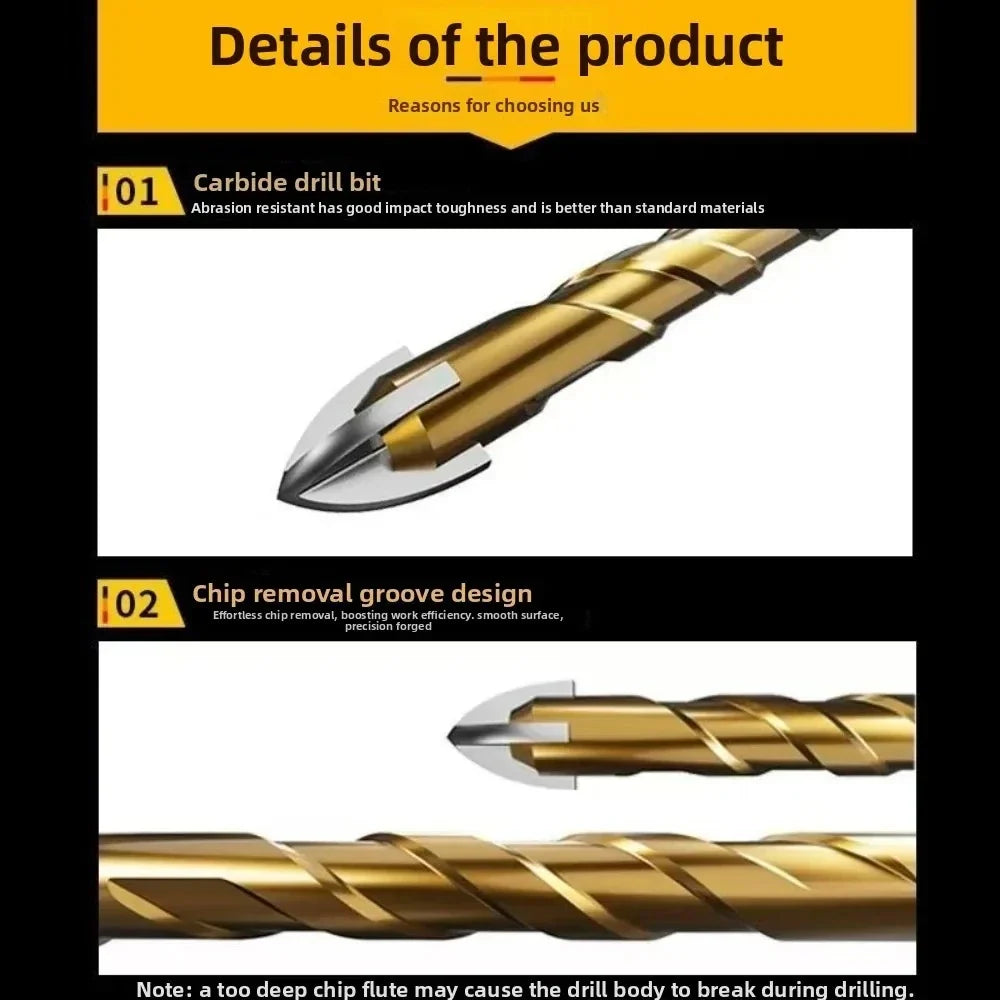 Tungsten Carbide Hex Drill Bit Set – Tile, Glass & Masonry Masonry Drill Bit Set Qme