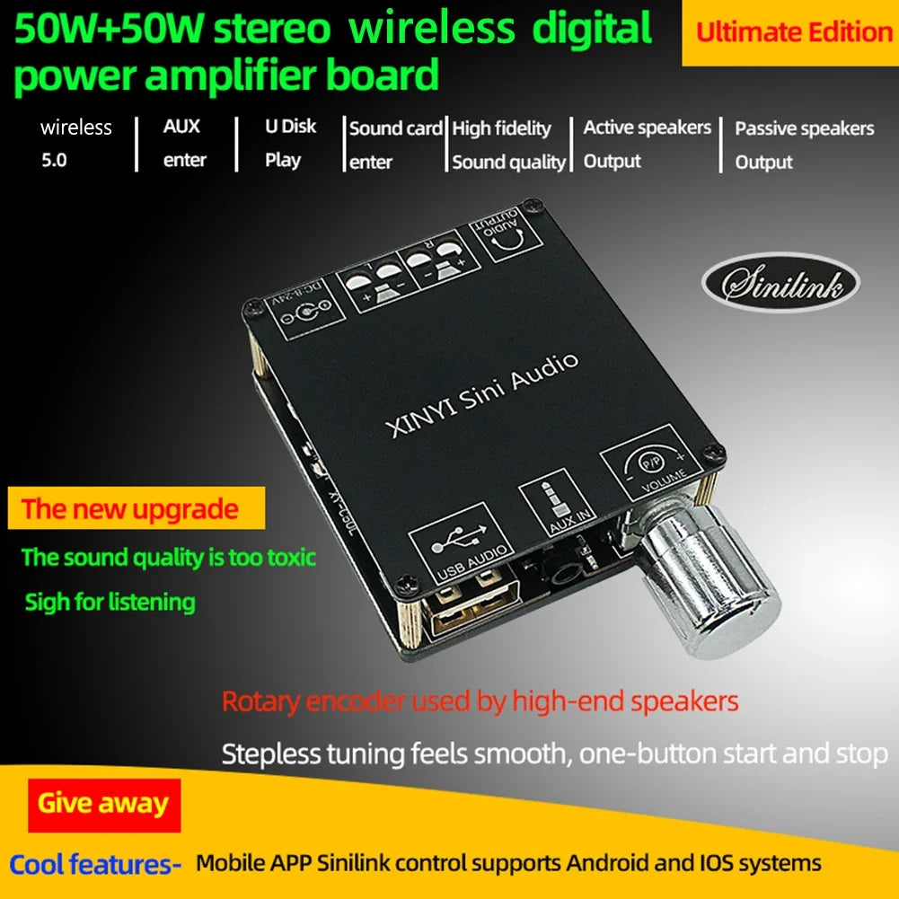 XY-C50L 50W×2 APP-Controlled Digital Stereo Amplifier Board Digital Amplifier Board Qme