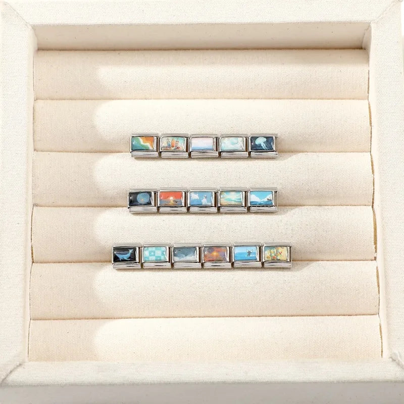 Personalized Italian Charm Bracelet Bead – Sunrise Sunset Seaside Charm Bracelet Bead Qme