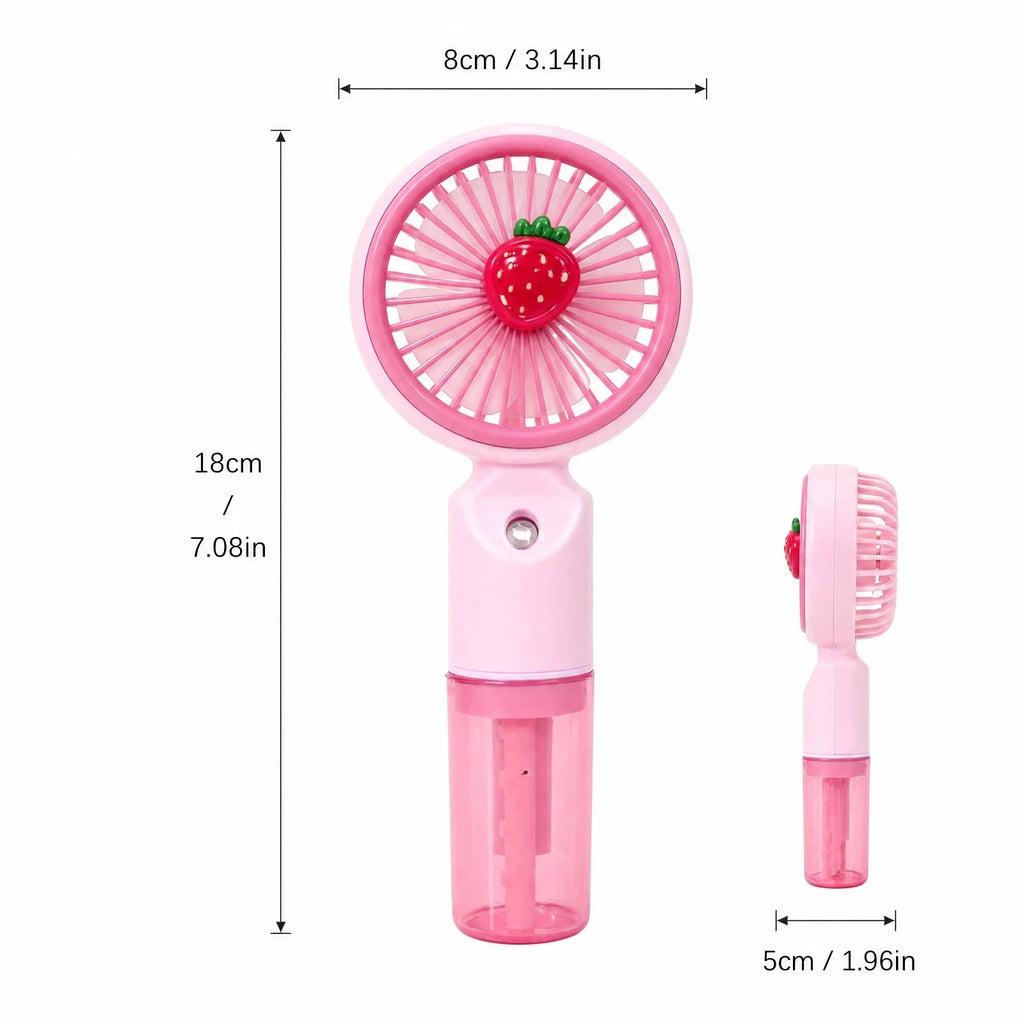 Cute Cartoon Fruit Handheld Misting Fan | 3 Speed Settings Handheld Misting Fan Qme