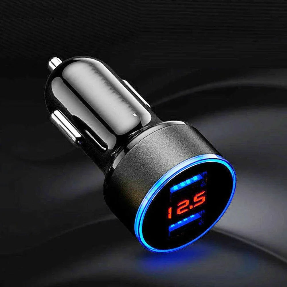 Dual USB Car Charger 3.1A with LED Voltmeter Display Car USB Charger Qme