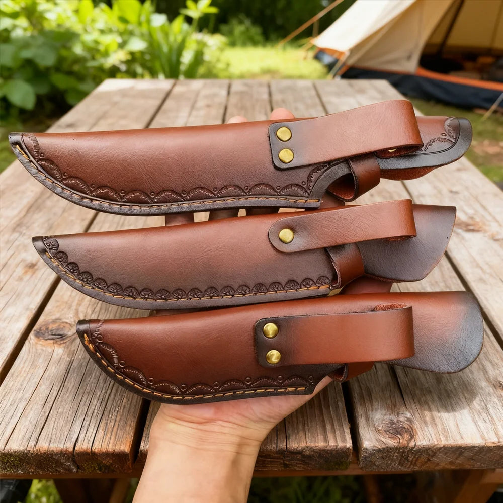 Swayboo Leather Knife Sheath – Two-Layer Cowhide Fixed Blade Leather Knife Sheath Qst