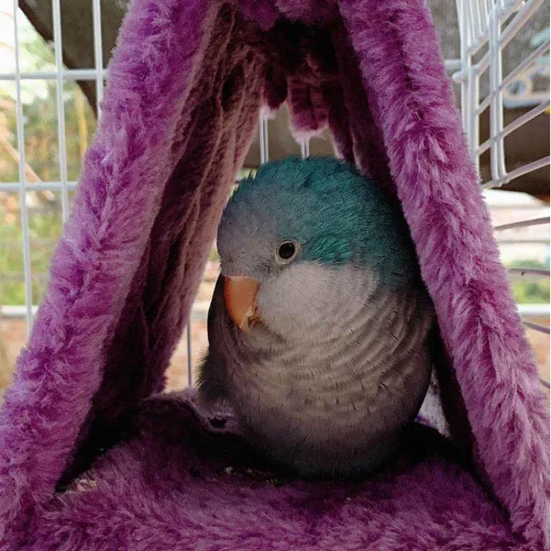 Bird Parrot Hammock Hut Tent – Cozy Hanging Cage Bed Bird Cage Hammock Qme
