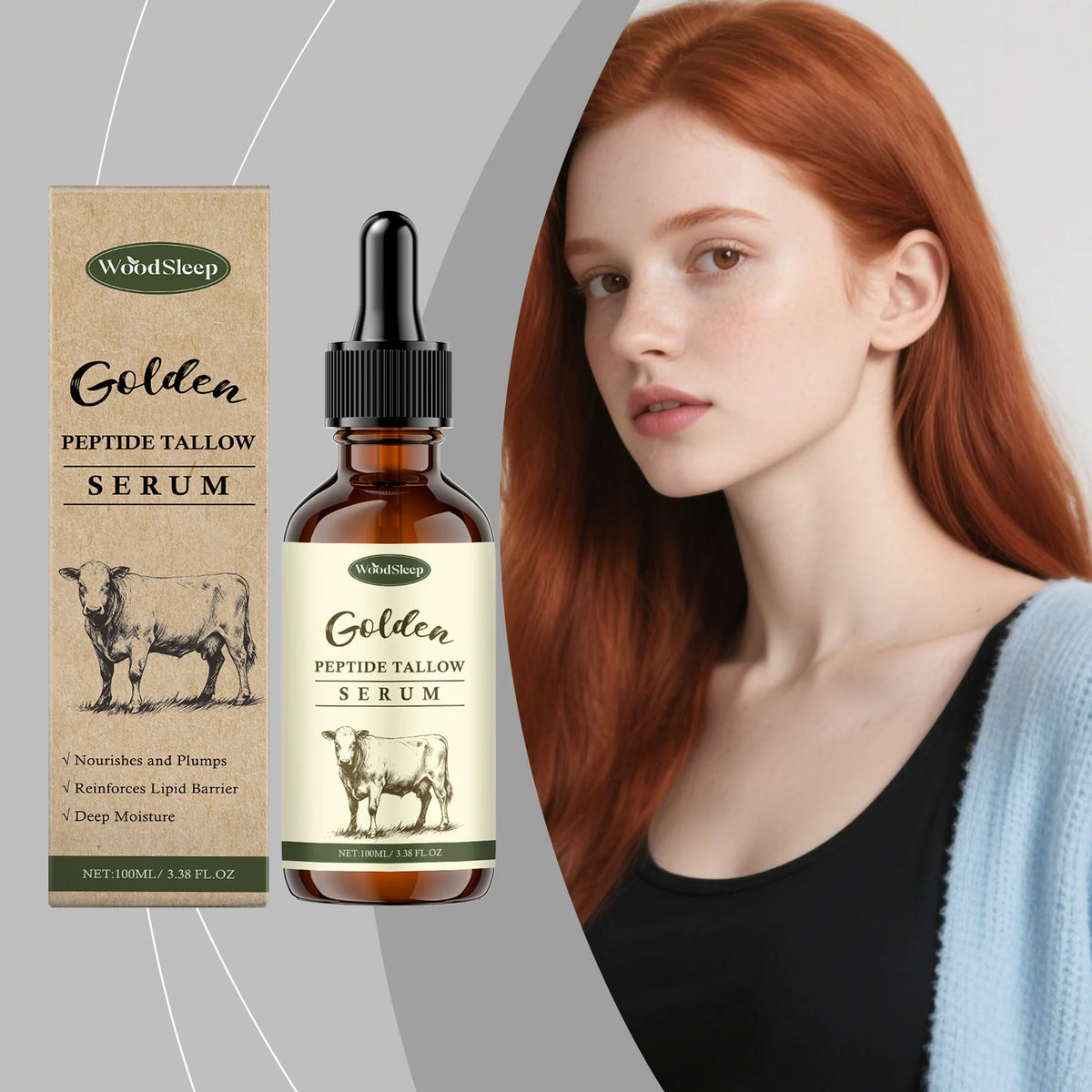 WOODSLEEP Golden Peptide Beef Tallow Face Serum 100ml Face Serum Qst