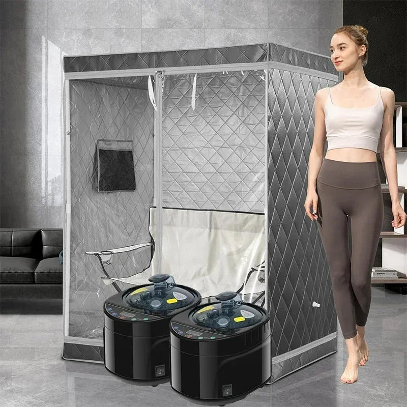 1-2 Person Portable Steam Sauna Tent with 4L Steamer – Home Spa Steam Sauna Tent Qst 2Person Gray