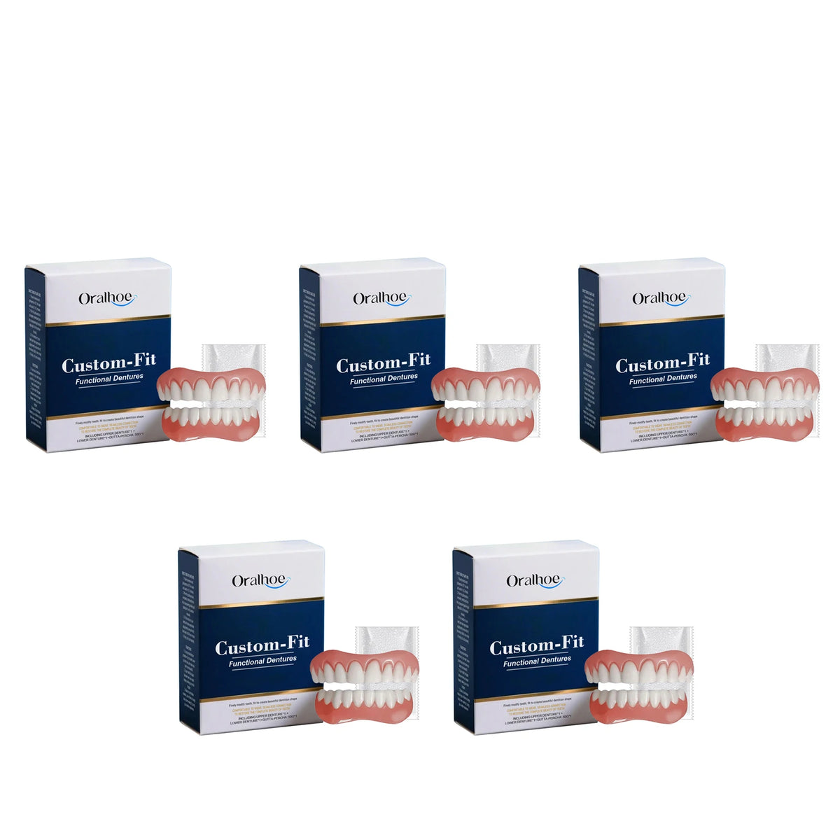 Oralhoe Soft Silicone Denture Kit – Upper & Lower Set Cosmetic Denture Kit Qst 5sets boxed