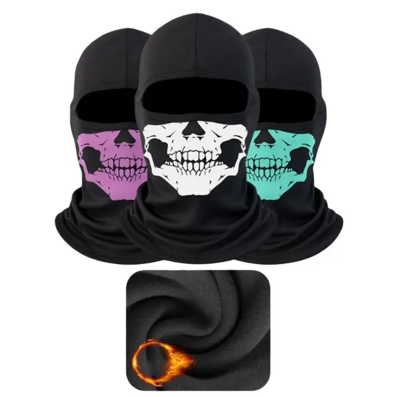 Skull Print Balaclava Full Face Mask – Windproof Helmet Liner Balaclava Face Mask Qst
