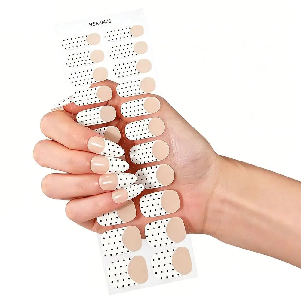Summer Polka Dot UV-Free Gel Nail Stickers Full Cover Decal Gel Nail Stickers Qme A CN