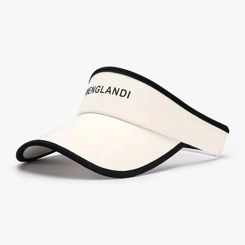 Women's Long Brim UV Visor Cap – Open Crown Summer Sport Hat Sports Visor Cap Qst Beige