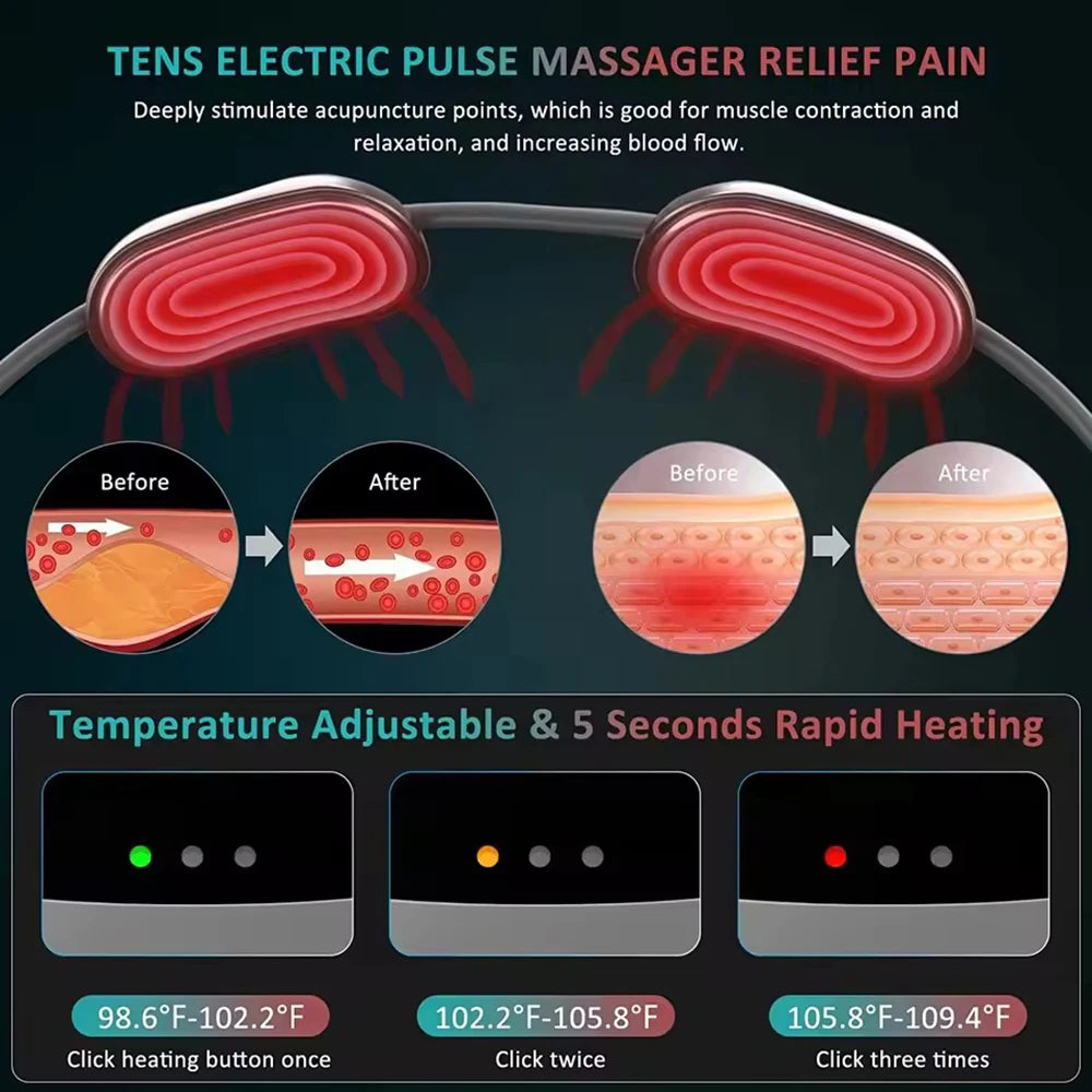 Vilnason Mini Hanging Neck Massager – Heat, 4 Modes, 9 Speeds Neck Massager Qst