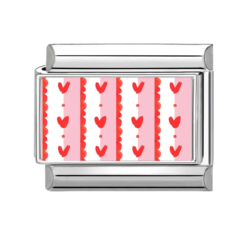 Y2K Italian Charm Links – Pink Heart Leopard Lips Hat | 9mm