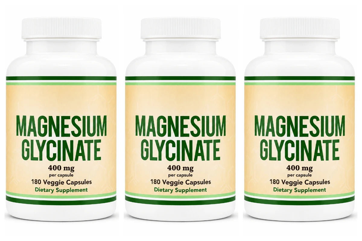 Magnesium Glycinate 400mg Capsules – Vegan, 180 Count Mineral Supplement Qst 3bottles