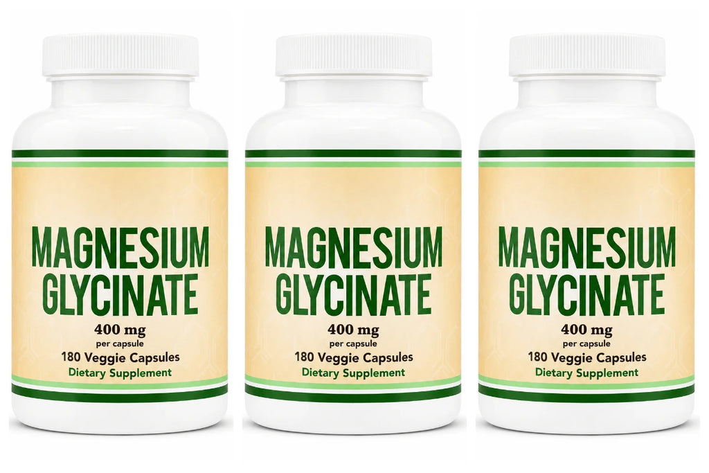 Magnesium Glycinate 400mg Vegan Capsules – 180 Count Mineral Supplement Qst 3bottles