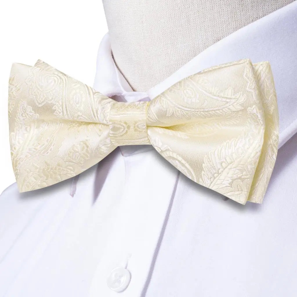 Men's Jacquard Floral Bow Tie, Pocket Square & Cufflinks Set Bow Tie Set Qme