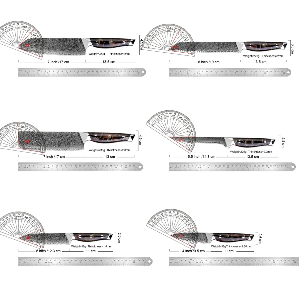 XITUO Damascus Steel Kitchen Knife Set – 1–6 PCS Kitchen Knife Set Qst