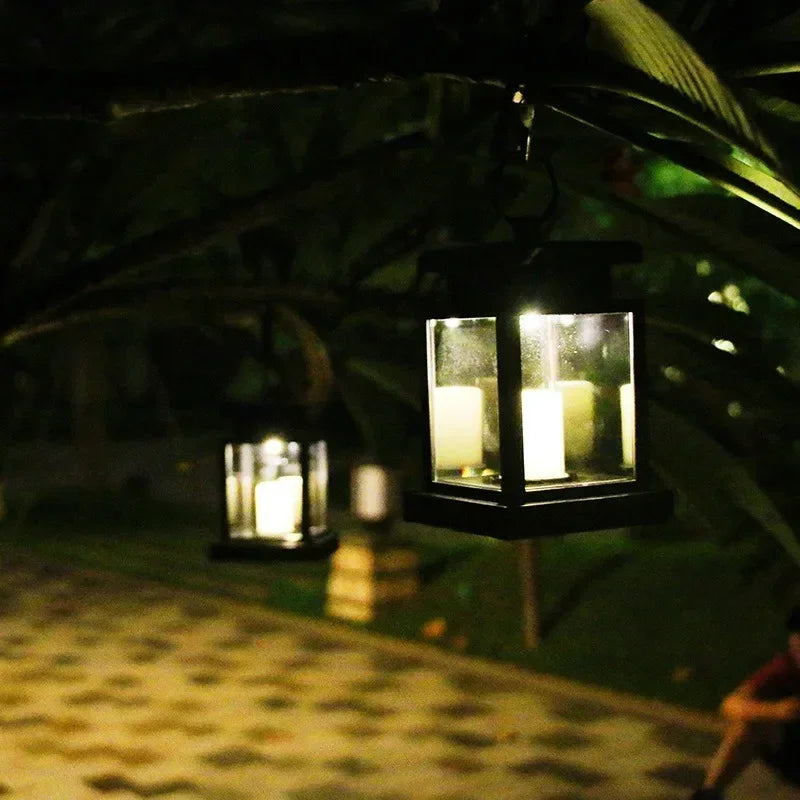 Retro Solar Palace Lantern Outdoor Hanging Garden Light Solar Garden Lantern Qme