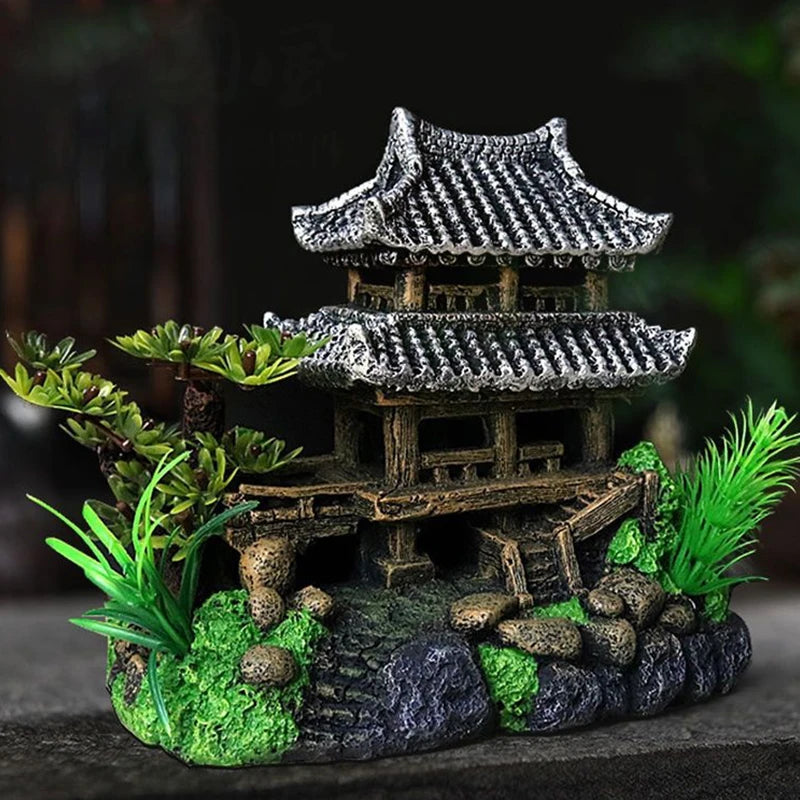Resin House Aquarium Ornament – Fish Tank Landscape Decor Aquarium Ornament Qst