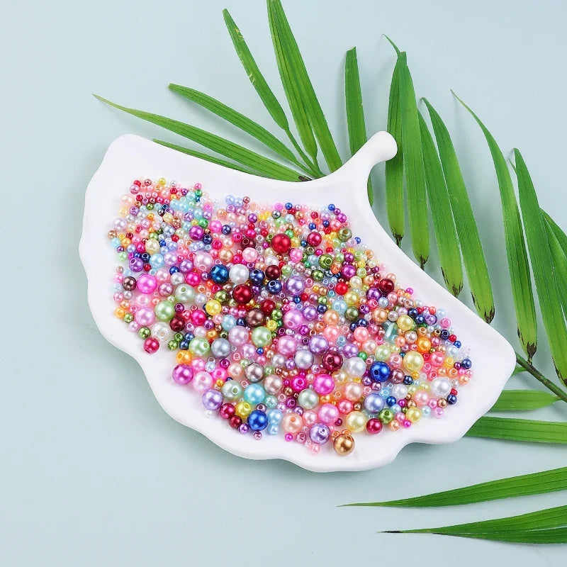 Mixed Acrylic Pearl Beads | 5 Sizes, 30g DIY Craft Pack Craft Beads Qme