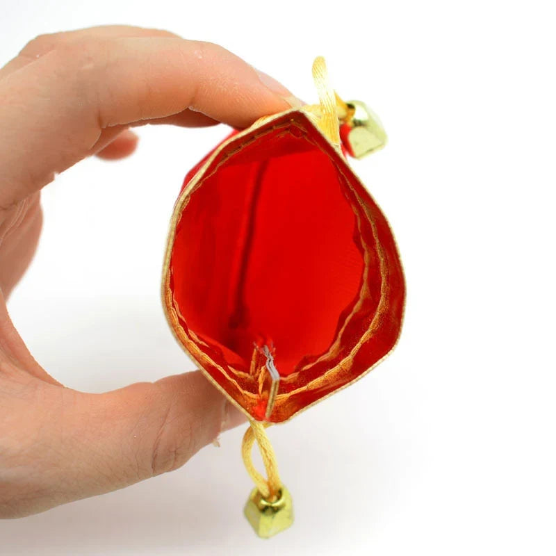 Vintage Velvet Drawstring Gift Bags with Gold Trim | Set Velvet Drawstring Pouch Qme