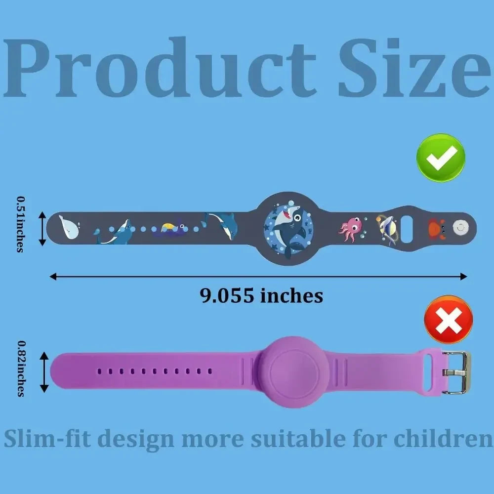 Waterproof AirTag Wristband for Kids – Silicone Bracelet Case Kids AirTag Wristband Qme