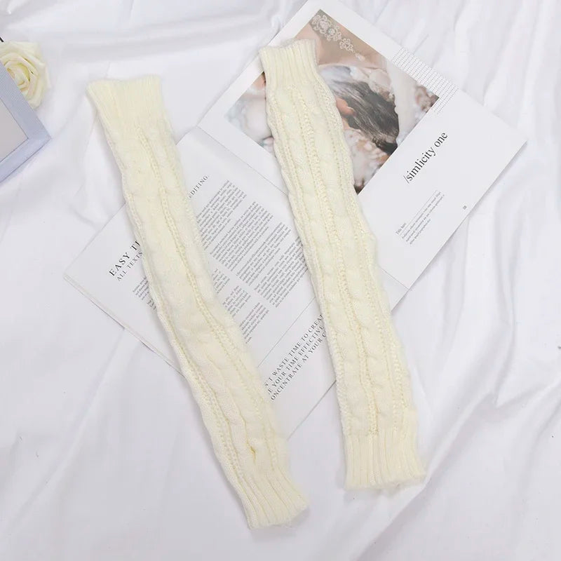Women's Knitted Long Fingerless Arm Warmers – Winter Mittens Fingerless Arm Warmers Qme