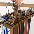 10-Hole Belt Rack Tie & Scarf Hanger – Large Capacity Organizer Wardrobe Accessory Hanger Qme Chocolate