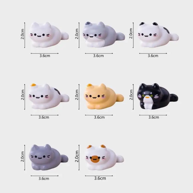 Cute Cat Figurine Miniature Resin Kitten Ornament Set of 8 Miniature Figurine Set Qme