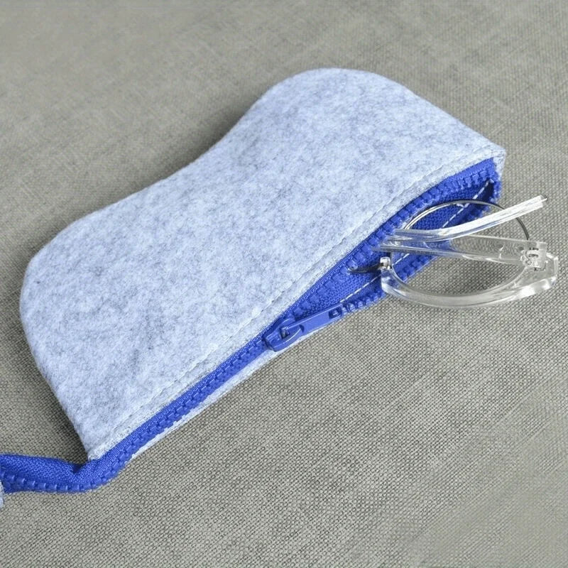 Soft Felt Eyeglasses Pouch | Zippered Sunglasses Storage Bag Eyeglasses Pouch Qme