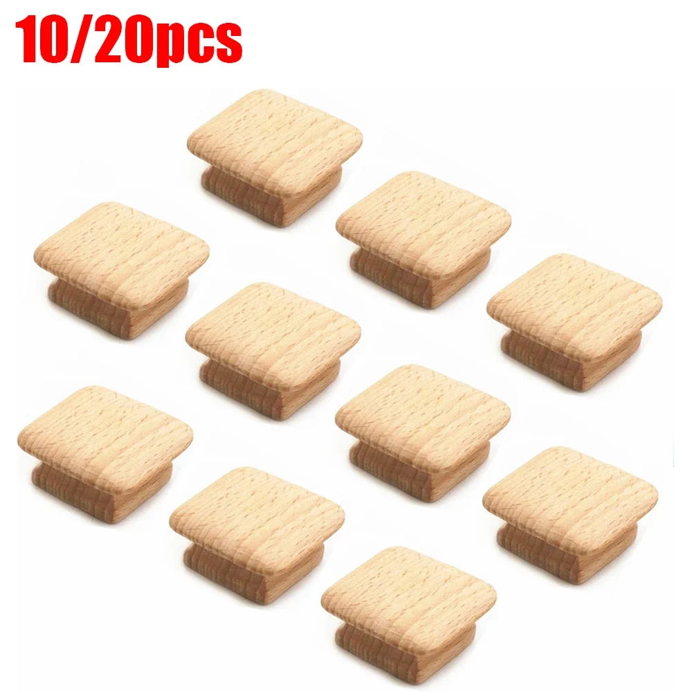 Square Natural Wood Drawer Knobs – Cabinet Pulls Set of 10 Cabinet Knobs Qme 10pcs