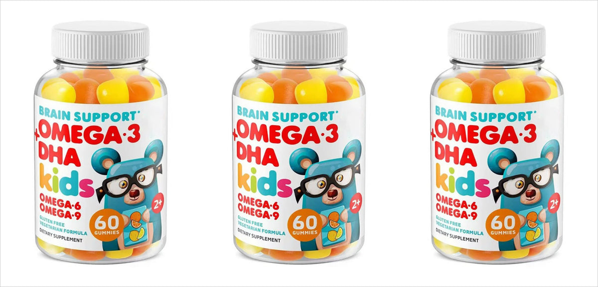 Kids Omega 3 DHA Gummies – Algae & Chia Oil, 60ct Vegetarian Kids Vitamin Gummies Qst 3bottles 180capsules