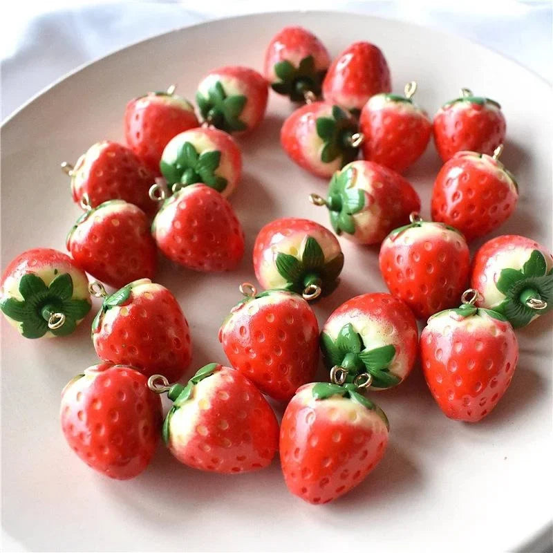 3D Strawberry Resin Charms – DIY Earring & Pendant Set Resin Jewelry Charms Qme
