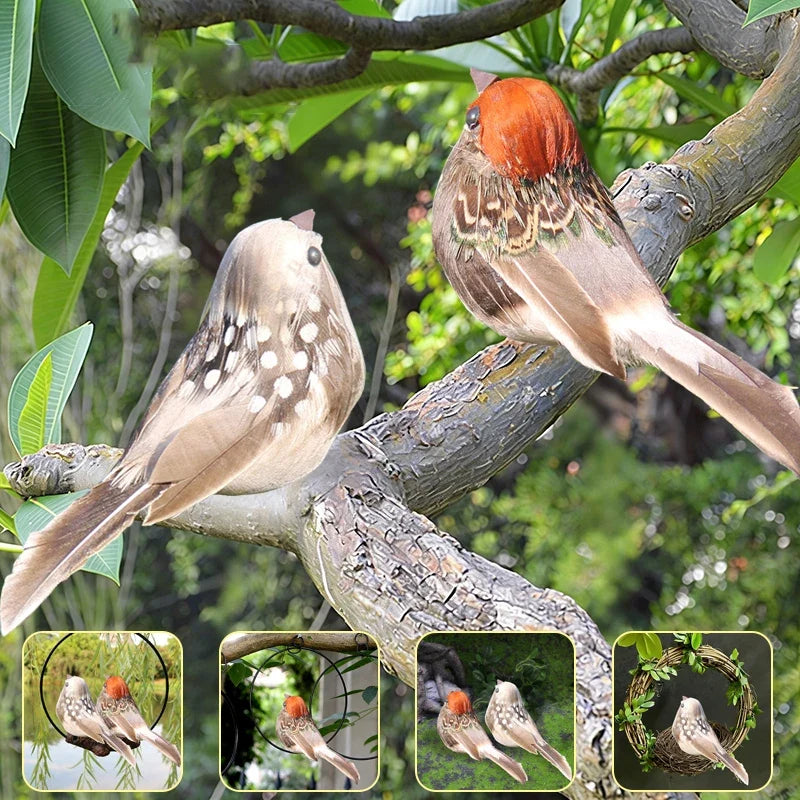 Artificial Feathered Clip-On Birds – Tree & Yard Ornaments Garden Bird Ornament Qme