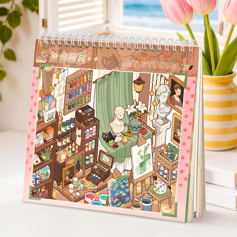 3D Cartoon Castle Town Landscape Stickers – DIY Aesthetic Decals DIY Craft Stickers Qme