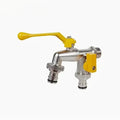 Dual Socket Garden Faucet Universal Threaded Metal Tap Garden Hose Faucet Qme 1pc Yellow