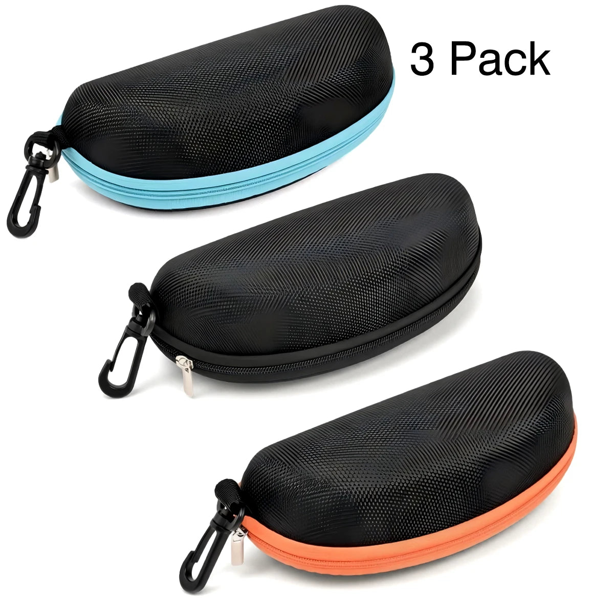 VOPHA Zipper Sunglasses Case with Hook – Portable EVA Travel Eyeglass Case Qst 3pcs