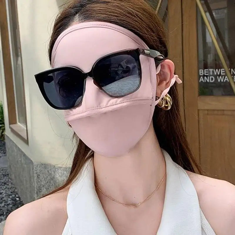 Women's UV Full Face Sun Mask – Breathable Outdoor Cover Sun Protection Mask Qst Pink
