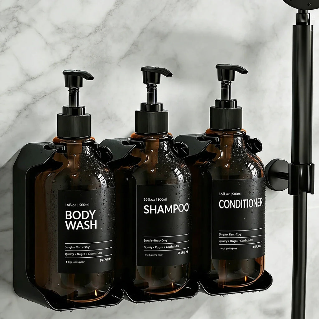 Wall Mounted Shower Soap Dispenser – 3-Chamber Shampoo Set Shower Soap Dispenser Qme