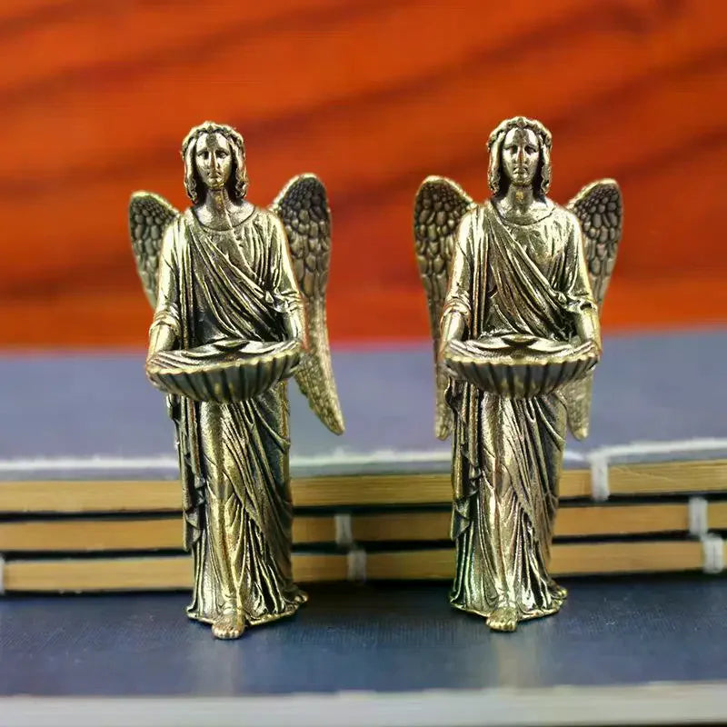 Brass Angel Statue Figurine | Desktop Decor & Creative Craft Decorative Figurine Qme