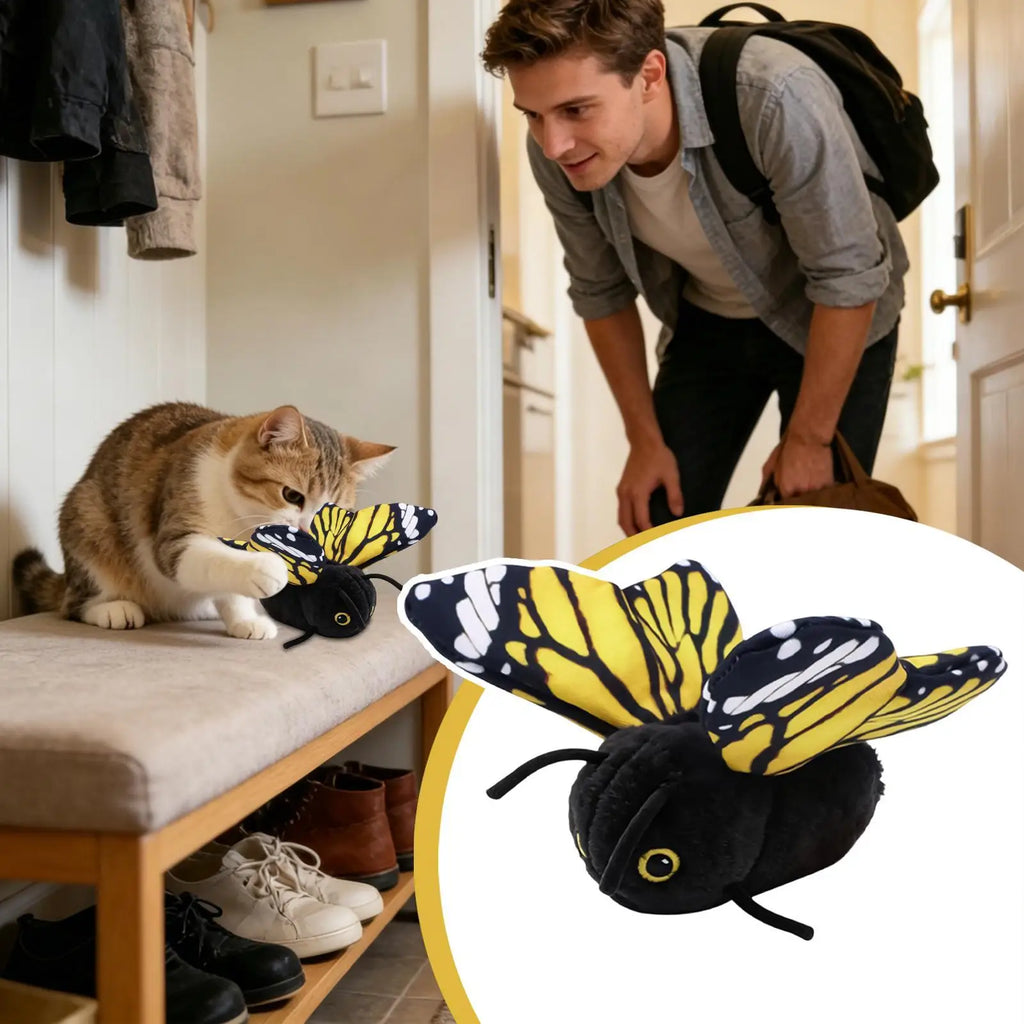 Indoor Auto Cat Teaser Toy – Rechargeable Butterfly Wand Interactive Cat Toy Qme