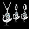 925 Sterling Silver Dolphin Pendant Necklace | Austrian Crystal Sterling Silver Necklace Qme Default Title