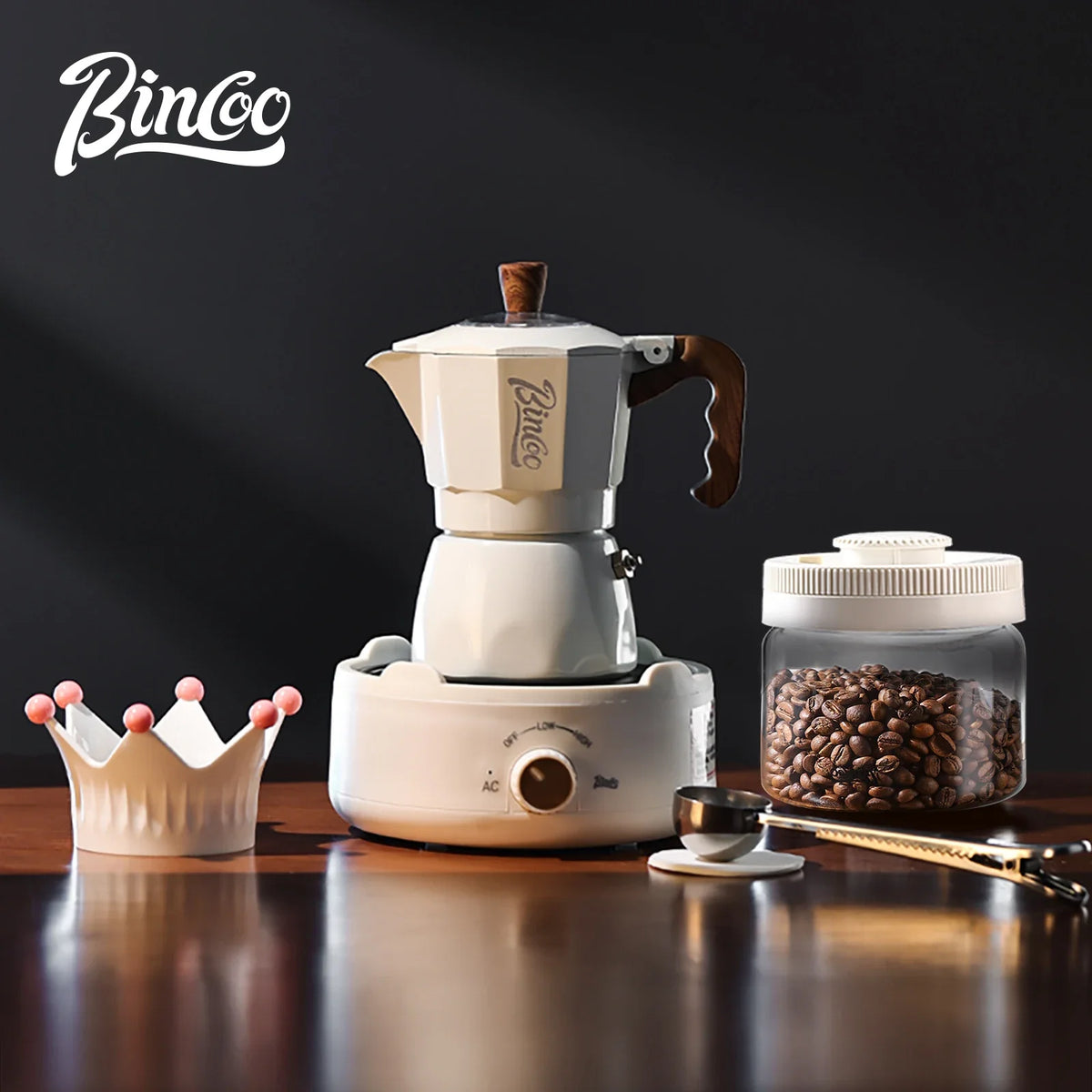 Bincoo Dual Valve Moka Pot & Manual Coffee Grinder Set Moka Pot Grinder Set Qst